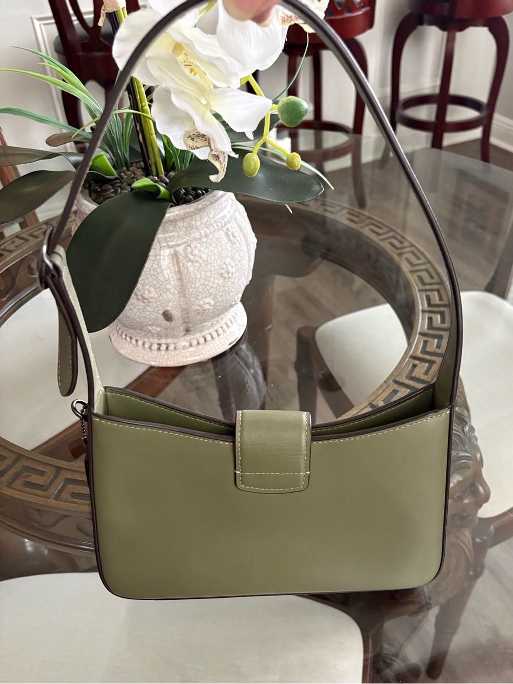 🤍🤍COACH ELIZA SAGE REFINED CALF LEATHER SHOULDER BAG!🤍🤍 - Picture 2 of 10